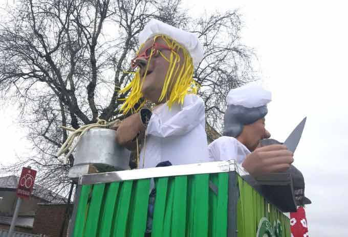 Floats with different characters at Cork's Paddy's Day parade
