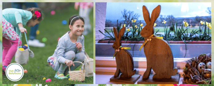 A child holding Easter basket and a bunny