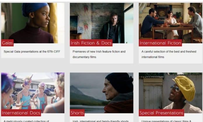 It's a screenshot from the Cork International Film Festival's website and you see the different categories under which films are screened and grouped