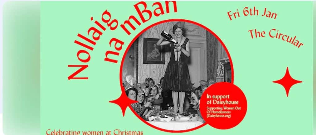 A poster that shows and old black and white photograph of Women's Christmas