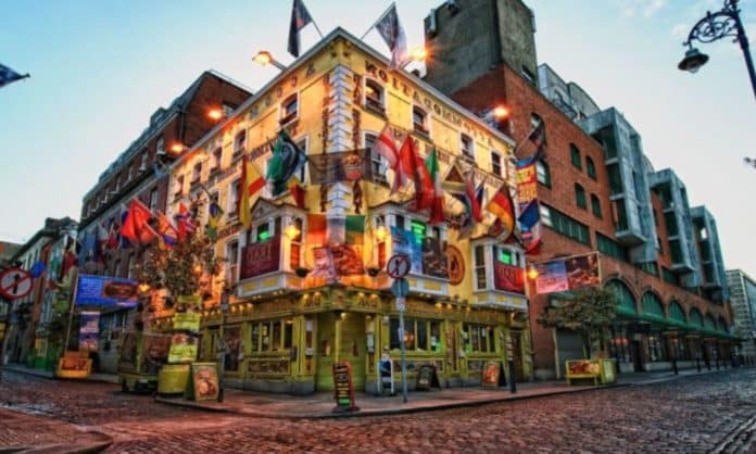 colourful buildings and iconic street/s, pubs of Dublin