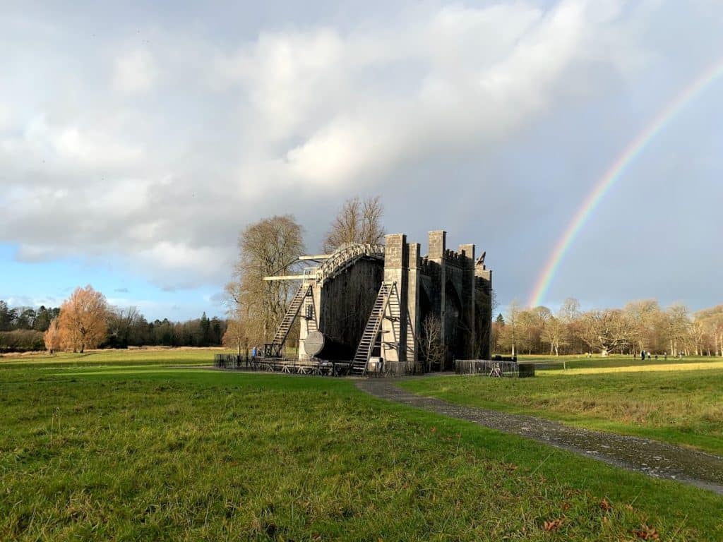 A rainbow across the Great Telescope at Birr Castle and Gardens