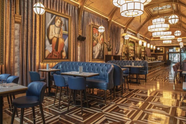 Gold interiors of Café en Seine which makes for a great girls night out
